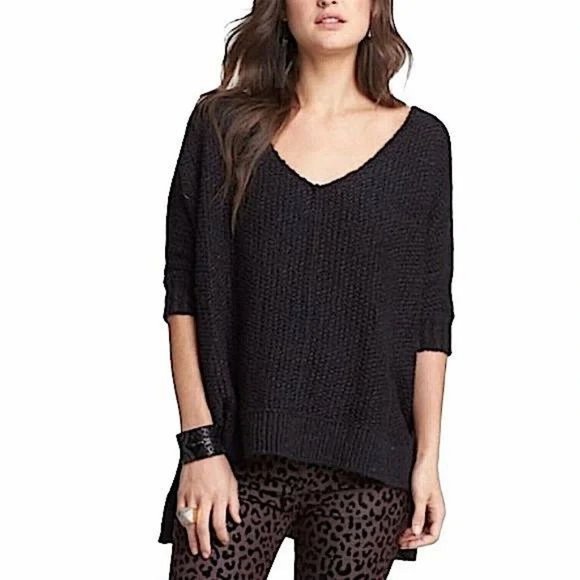 Free People sweater XS Cozy Cat chunky knit pullover oversize side split tunic - Picture 12 of 14